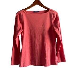 J McLaughlin Womens Top Medium Long Sleeve Knit Boatneck Coral Cotton Blend